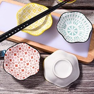 BOSILI Prato de molho de soja para sushi, conjunto de 4 pratos de molho japonês, prato de molho de cerâmica, molho de imersão - imagem 4