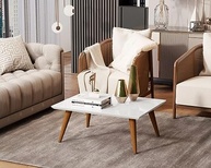 Mesa de Centro Retrô em Branco Brilhante - Design Elegante para Sala de Estar - imagem 2