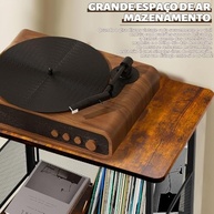 Estante Rack para Discos de Vinil LPs com 2 Divisórias Ajustáveis | Suporte para Toca-Discos e Armazenamento de Até 100 Álbuns - imagem 4