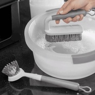 Kit de Limpeza para Lavanderia com 4 Escovas e Suporte para Pendurar - Branco e Cinza - imagem 3