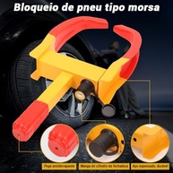 Trava de Roda Antifurto Universal Amarela e Vermelha - Segurança Reforçada para Carros, SUVs e Mais! - imagem 4