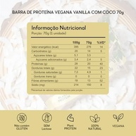 Hart's Natural Barra de Proteína Vegana 70g, Coco, Baunilha e Chocolate Amargo, 100% Natural, 20g de Proteína Vegetal, Sem Glúten, Sem Lactose, Snack Saudável Plant-Based com Energia Solar (12 unidades) - imagem 3