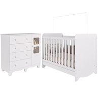 Quarto de Bebê Completo com Berço Americano Ben 3 Em 1 e Cômoda Uli 4 Gavetas em Móveis Peroba Branco Brilho - imagem 4