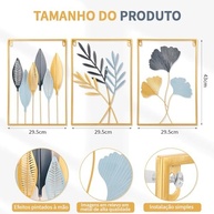 Quadros Decorativos para Sala - Conjunto de 3 Murais Coloridos em Metal Dourado com Design Geométrico Abstrato - imagem 3