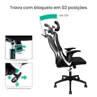 Cadeira de Escritório Presidente Ergonômica Reclinável ERGO BASIC com Trava e Cabideiro - Conforto e Estilo para seu Home Office - imagem 5