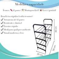 Sapateira Multiuso de Aço Inox 4 Andares – Organize com Estilo e Praticidade - imagem 3