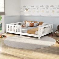 Cama Montessoriana Infantil Eva - Grade de Proteção, Madeira Natural, Design Moderno - imagem 2