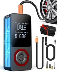 Compressor de ar portátil para insuflador de pneu sem fio, bomba de ar de 150 PSI com bateria recarregável, medidor de pressão de pneu, adaptador de energia de carro de 12 V, bomba de ar inteligente - imagem 1
