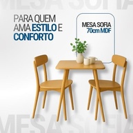 Mesa Sofia Quadrada 70cm em MDF Louro Freijó com Pés de Madeira - Design Moderno e Resistente - imagem 4
