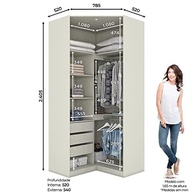 Guarda-Roupa de Canto com LED e Design Moderno | 2 Portas e 3 Gavetas - imagem 4