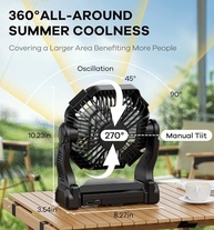 Ventilador de Acampamento com Lanterna LED 30000mAh - Recarregável, Portátil e Multifuncional - imagem 3