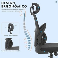 Cadeira de Escritório Premium com Ajuste Lombar e Apoio de Cabeça Ajustável - Conforto Ergonômico para Home Office - imagem 4