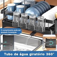 Escorredor de Louça Inox 2 Camadas com Suporte para Talheres e Drenagem Eficiente - Organizador de Cozinha Moderno - imagem 5