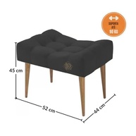 Puff Banco Estofado Capitonê Luxuoso com Pés de Madeira – Assento Versátil e Sofisticado para Sala, Quarto e Hall - imagem 3