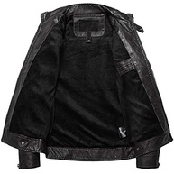 WULFUL Jaqueta masculina vintage de couro com gola alta, jaqueta e casaco de poliuretano para motociclista - imagem 3