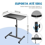 Mesa de Apoio Lateral Móvel Ajustável para Sofá e Notebook - Design Moderno com Rodas 360° - imagem 3