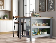 Bancada Gourmet Ilha de Cozinha Ditália 2 Prateleiras Cinza - Design Moderno e Resistente - imagem 1