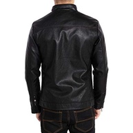 WULFUL Jaqueta masculina de couro com gola alta para motocicleta, leve, de couro sintético - imagem 3