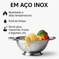 Escorredor de Macarrão em Aço Inox Multiuso - Coe, Escorra e Prepare com Qualidade - imagem 5
