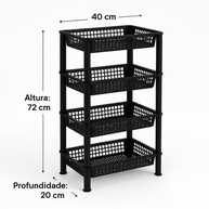 Fruteira Organizadora de Chão 4 Andares em Plástico Branco – Solução Moderna para Ambientes Organizados - imagem 3