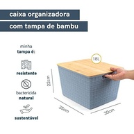 Oikos - Caixa Organizadora 18L com Tampa de Bambu Azul - Espaço Otimizado e Estilo Moderno - imagem 4