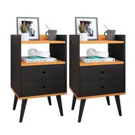 Mesa de Cabeceira Retrô com 2 Gavetas - Kit com 2 Unidades para Decoração de Quarto - imagem 1