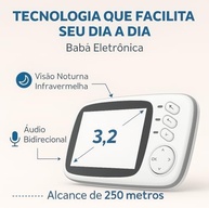 Câmera para Bebês com Visão Noturna, Áudio Bidirecional e Monitoramento de Temperatura - Tela 3.2" - imagem 4