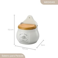 Saleiro de Parede Cerâmica com Tampa de Madeira - Sweet Home 10x7,5x13cm - imagem 4