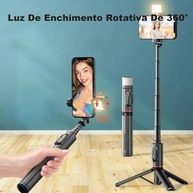 Bastão Pau de Selfie Tripé H'MASTON com Luz LED e Bluetooth - Branco - imagem 4