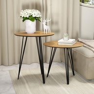 Conjunto 2 Mesinhas Laterais de Canto Redondas com Pés de Ferro - Design Moderno para Sala - imagem 5