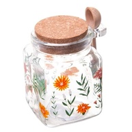 Porta Mantimento Quadrado de Vidro com Tampa e Colher de Bambu Flora 270ml - Organização Elegante para Cozinha - imagem 2