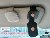 Porta-óculos de sol para viseira de carro, clipe magnético de couro para cartão de bilhete - Acessórios para viseira de carro - imagem 4