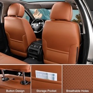 Conjunto de Capas de Assento de Couro Napa Respirável para Carro - Conforto e Estilo (Marrom, Par Frontal) - imagem 5