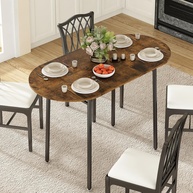 Mesa de Jantar Dobrável Oval com Laterais Ajustáveis - Design Industrial Retro para Espaços Pequenos - imagem 1