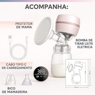 Bomba de Extração de Leite Elétrica Digital com Tela LCD - Rosa - imagem 3