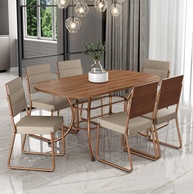Conjunto de Sala de Jantar com Mesa e 6 Cadeiras Fênix Rosê – Estilo Moderno e Conforto - imagem 1