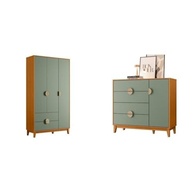 Conjunto de Quarto com Guarda-roupa e Cômoda Ipê Cinamomo/sálvia - Design Moderno e Funcional - imagem 4
