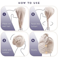 Toalha de Cabelo de Microfibra Super Absorvente com Turbante e Botão - Secagem Rápida para Todos os Estilos - imagem 5