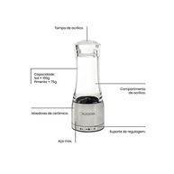 Moedor para Sal ou Pimenta Tramontina Realce Transparente - Acrílico com Regulagem de Grão - imagem 5