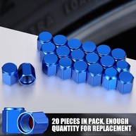 20 Tampas de Válvula de Pneu Hexagonais em Alumínio Azul - Proteção Universal para Carros e Motos - imagem 3