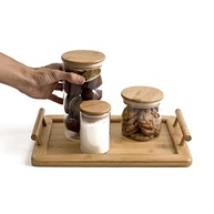 Pote de Vidro 1,1L com Tampa de Bambu Hermética - Oikos Redondo Flat - imagem 3