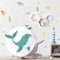 Adesivo de Parede Infantil Fundo do Mar Lavável - Decoração Segura e Divertida para Quarto de Bebê e Criança - imagem 2