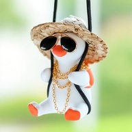 Ornamento de Gesso Giratório de Pato Fofo: Decoração Charmosa para Carro e Casa - imagem 2