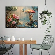 Arte de Parede Vintage Gnome Under Umbrella - Pôster 30x45cm para Decoração Rústica - imagem 4