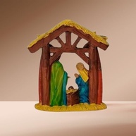 Presépio Sagrada Família em Resina 11x13cm - Decoração Artesanal de Natal com Detalhes Realistas - imagem 3