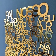 Letreiro Decorativo Oração Pai Nosso em Acrílico Dourado Espelhado - 38x50cm para Decoração de Parede - imagem 4