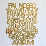 Letreiro Decorativo Oração Pai Nosso em Acrílico Dourado Espelhado - 38x50cm para Decoração de Parede - imagem 1
