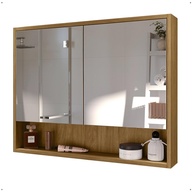 Armário de Banheiro Aéreo com Espelheira Eros – 2 Portas Madeirada | Design Moderno e Funcional - imagem 1