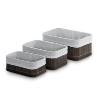 Jogo de 3 Cestos Organizadores de Bambu - Design Elegante e Sustentável para Casa e Banheiro - imagem 1