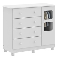 Cômoda de Bebê Uli Móveis 1 Porta 4 Gavetas em Peroba Branco Brilho - Design Moderno e Funcionalidade - imagem 1